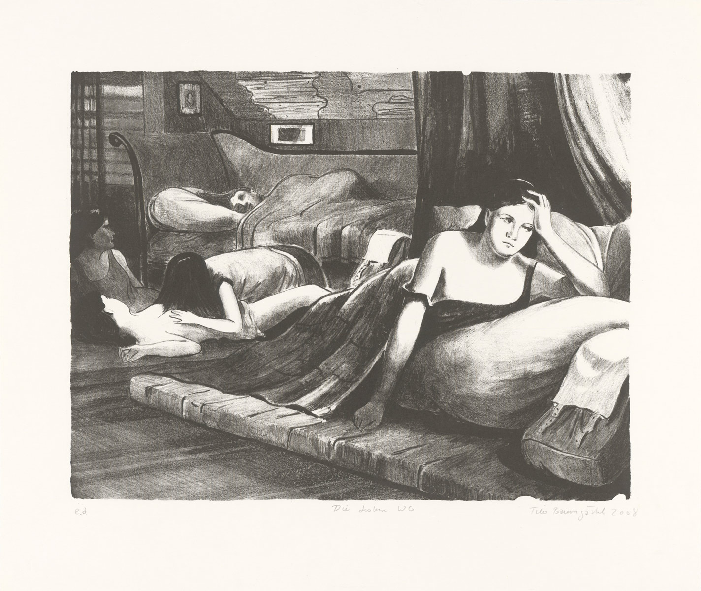 Lesbian flat share, 2008<br>37x45cm<br>lithographic print
