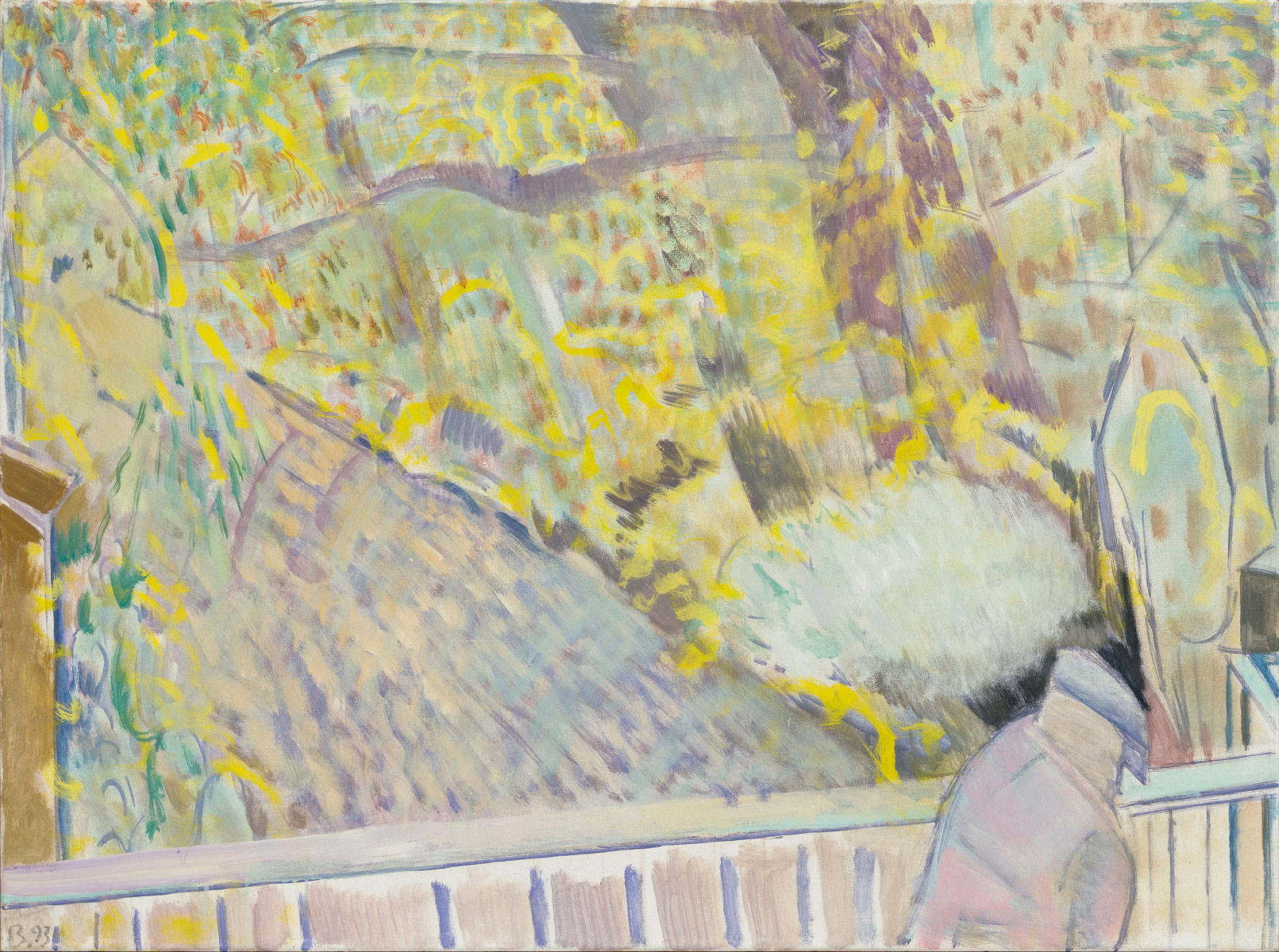 An der Brücke zum Rosental, 1993<br>90x120cm<br>tempera on canvas