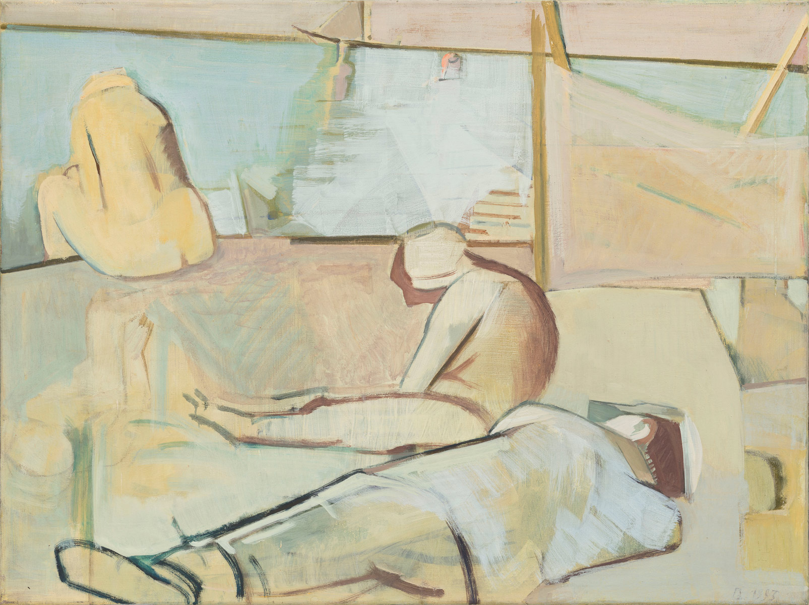 Figures at the Seaside, 1993<br>90x120cm<br>tempera on wood