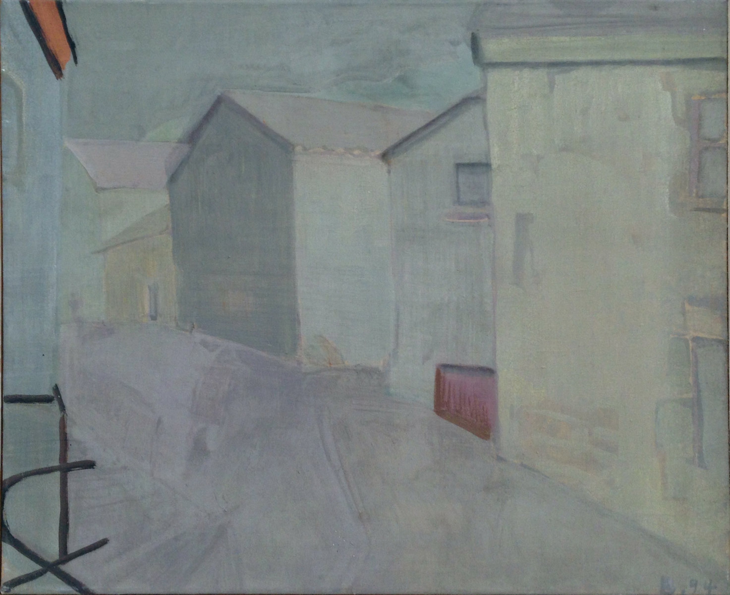 Street in Plaissance, 1994<br>50x60cm<br>mixed media on wood