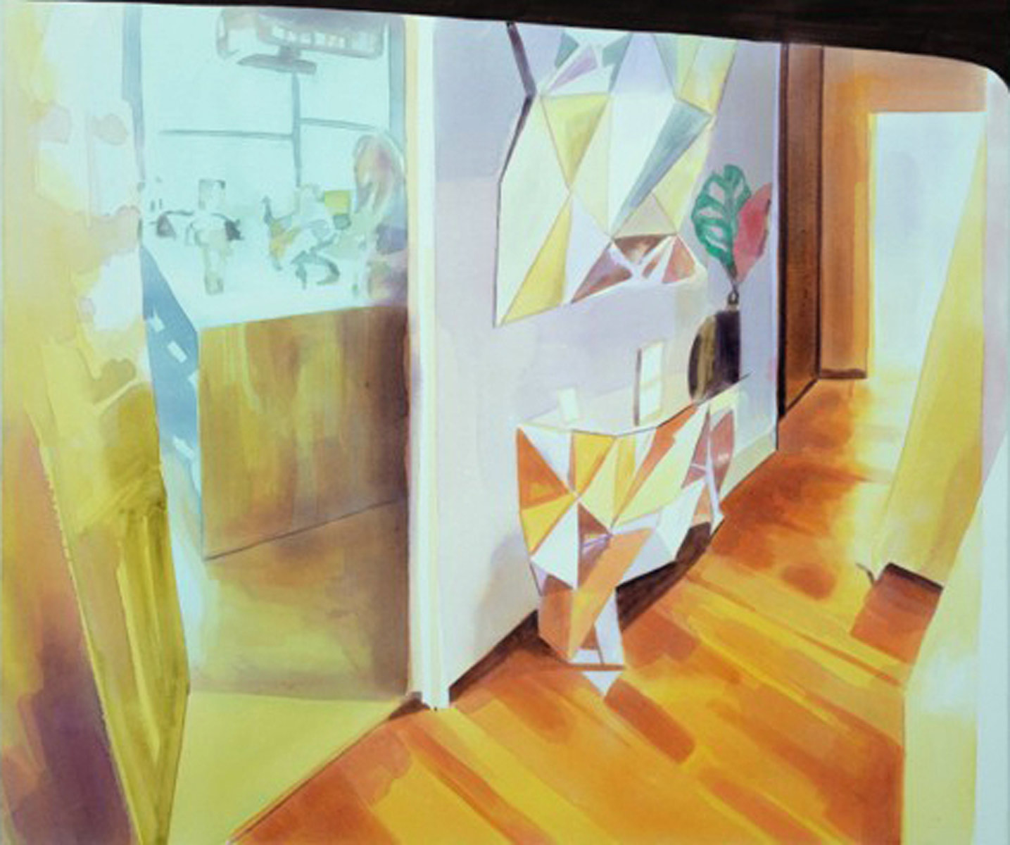 Corridor, 2011<br>110x130cm<br>Aquacrylic on canvas