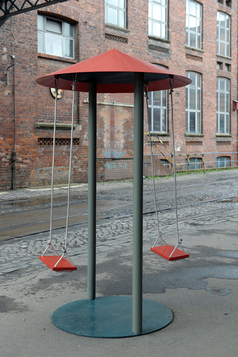 You and Me, 2009<br>iron, wood, cord<br>240x100cm
