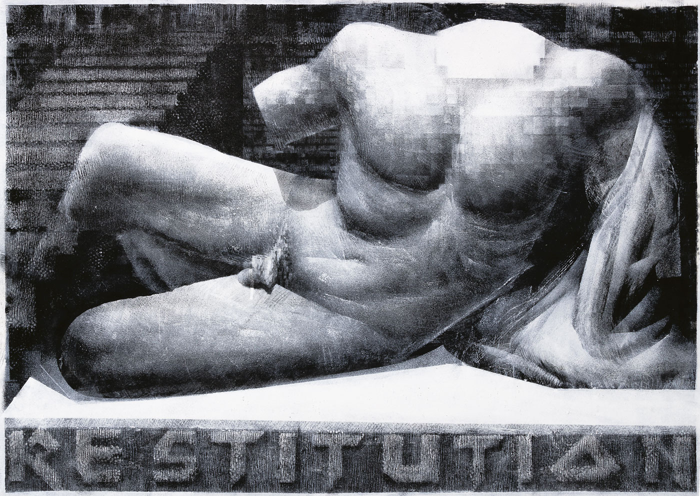 Male Torso (Restitution), 2019<br>Acryl auf Papier<br>59,5x84cm