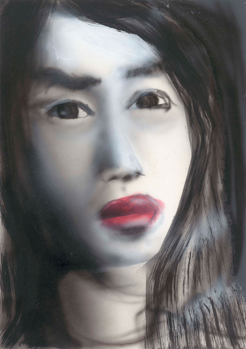 Portrait Unbekannte 2, 2018, 29,7x21cm, Mischtechnik auf Papier