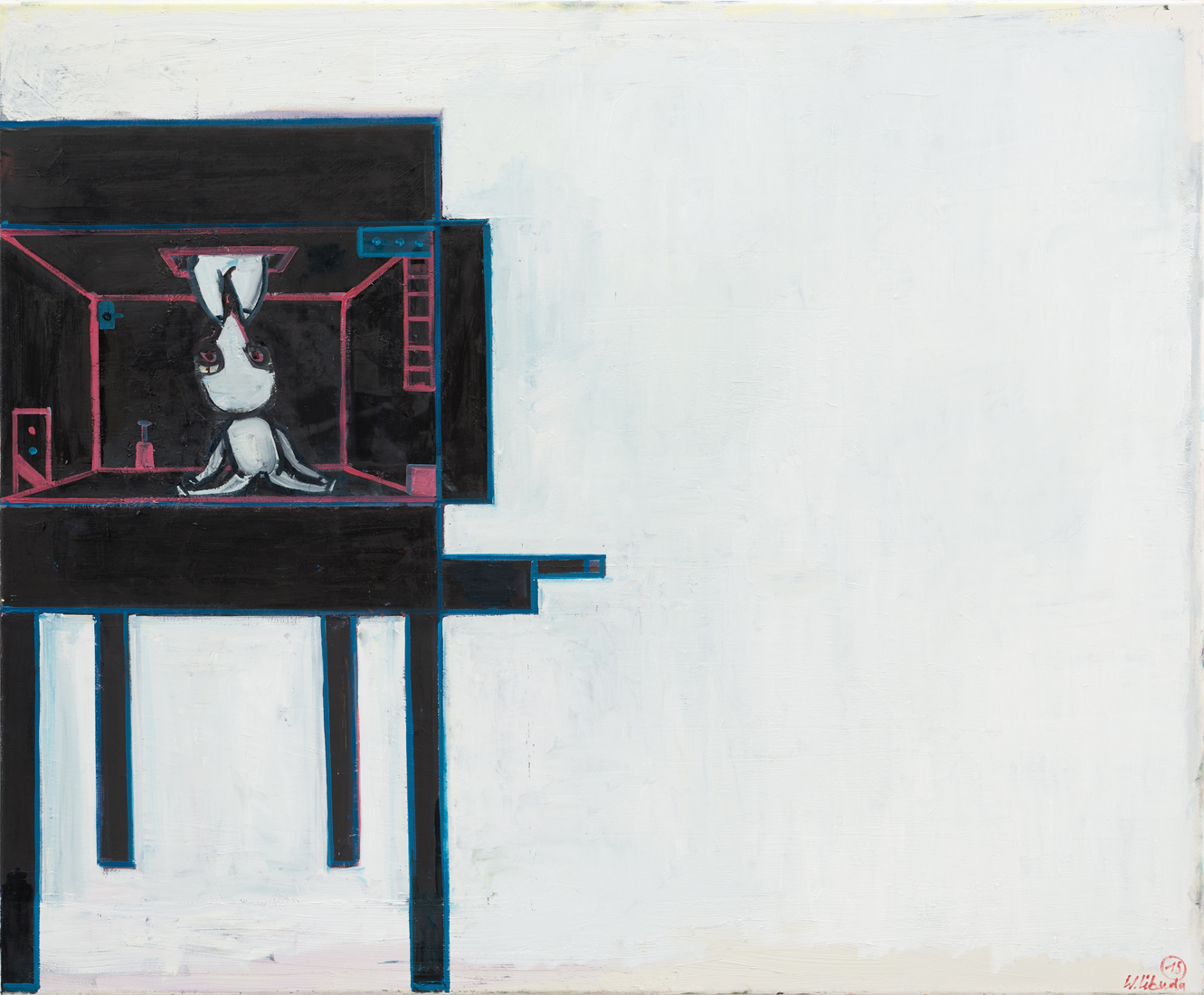 Hand on the Nose III (black), 2015<br>90x110cm<br>Oil on canvas