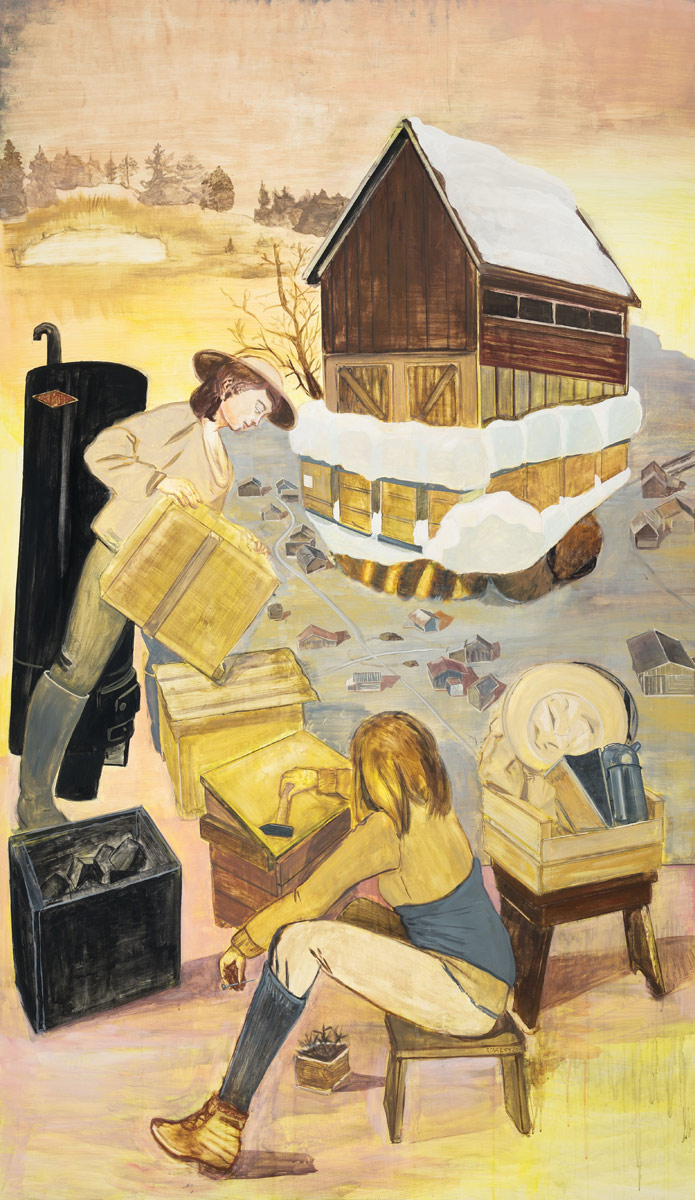 Winter of the Apiarist,2014<br>casein on paper<br>257x153 cm