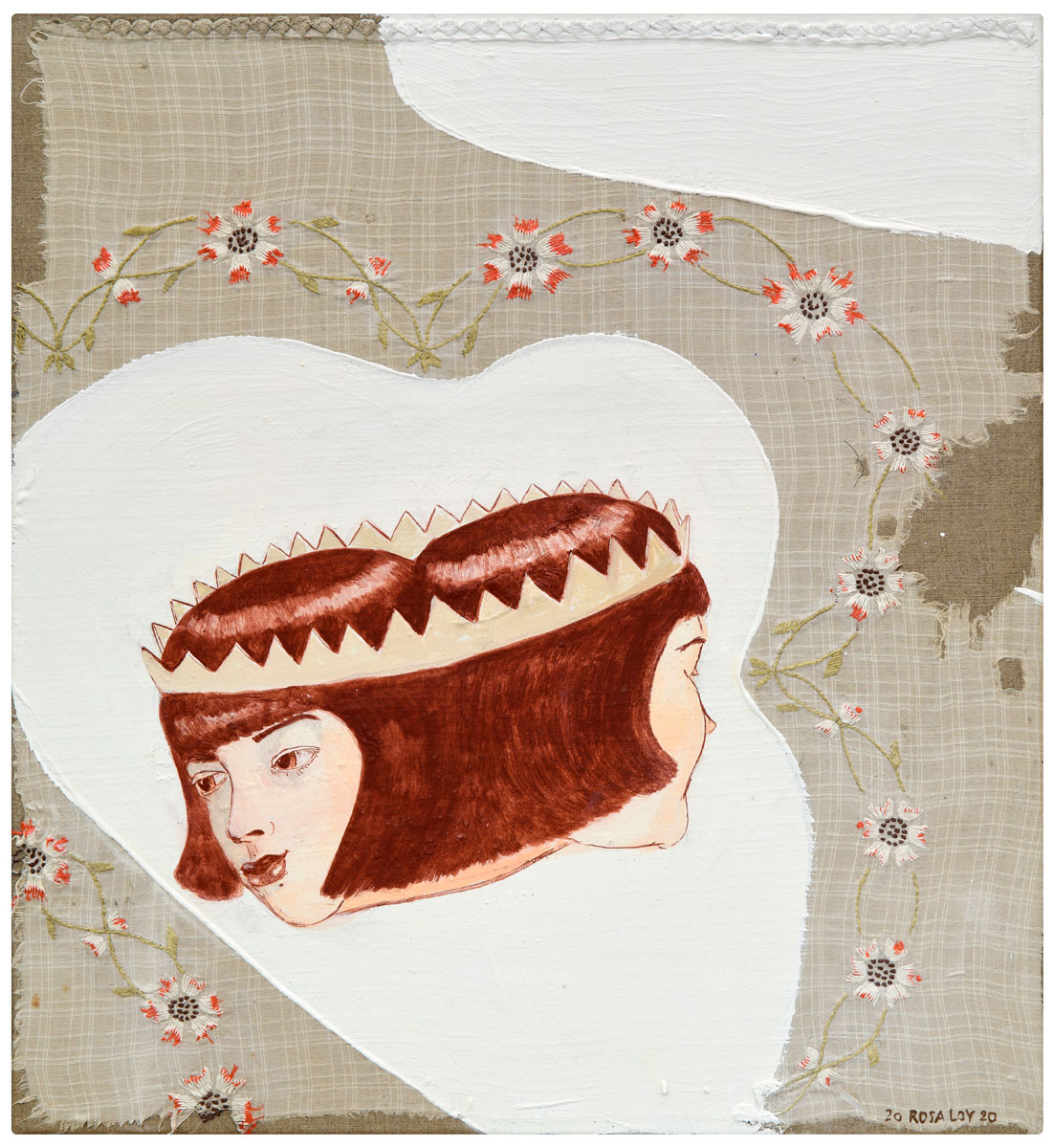 Dora Dorothea, 2020, casein and tissue on canvas, 63x58cm