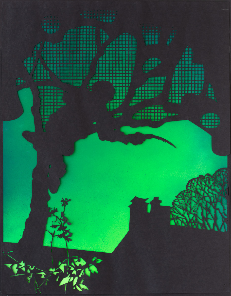 Man in Tree 4, 2021<br>papercut<br>92x70cm