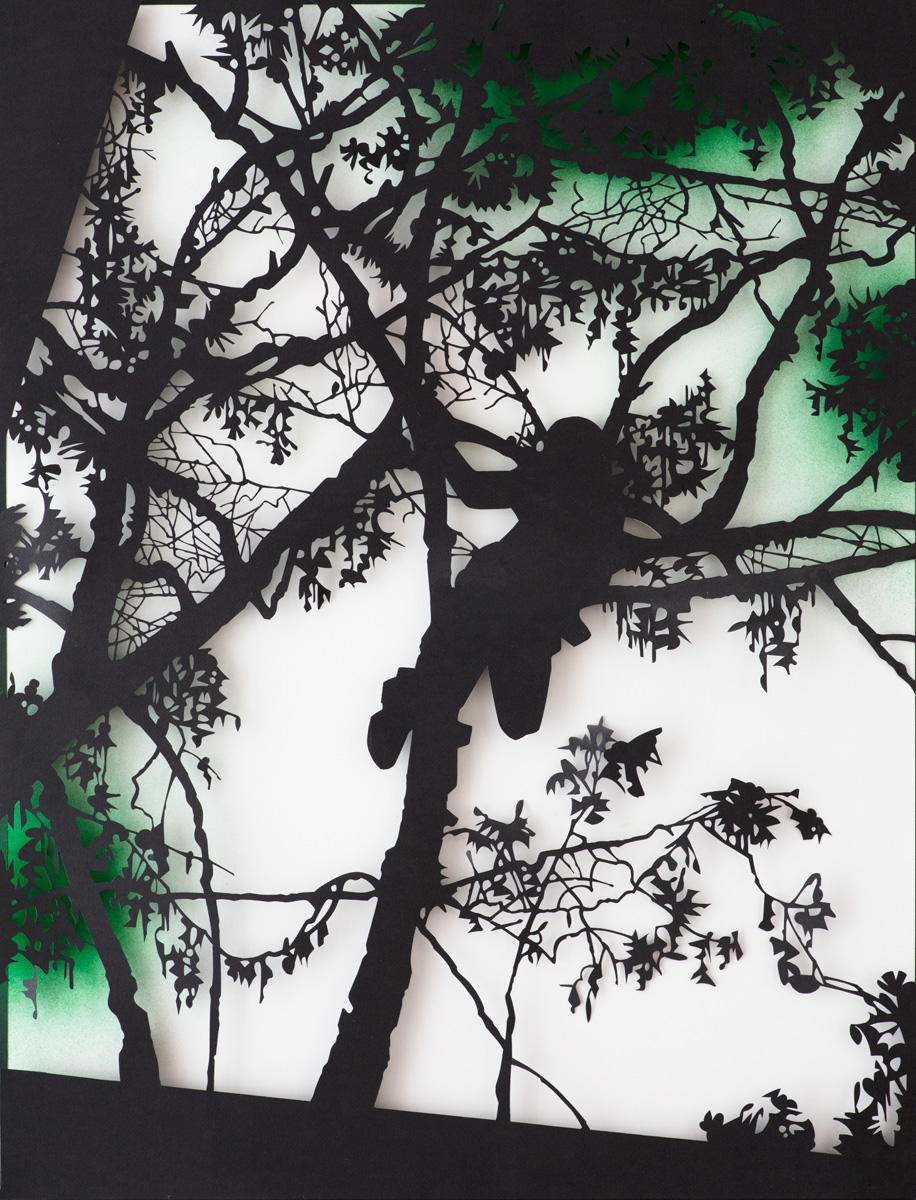 Man in Tree 2, 2020<br>papercut<br>92x70cm