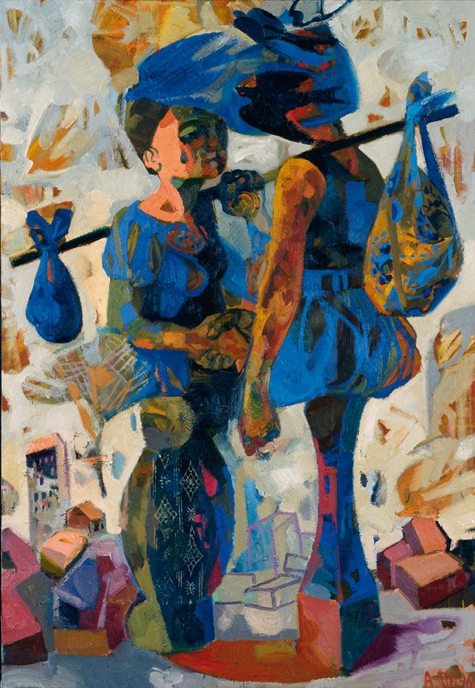 Kleine Schwester, große Schwester, 1996<br>oil on canvas<br>200x150cm