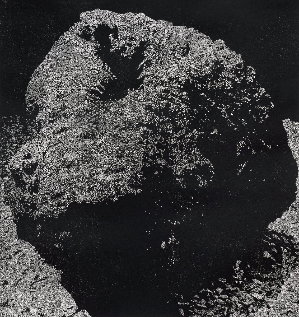 untitled (stone), 2010<br>64x60cm<br>Lino cut