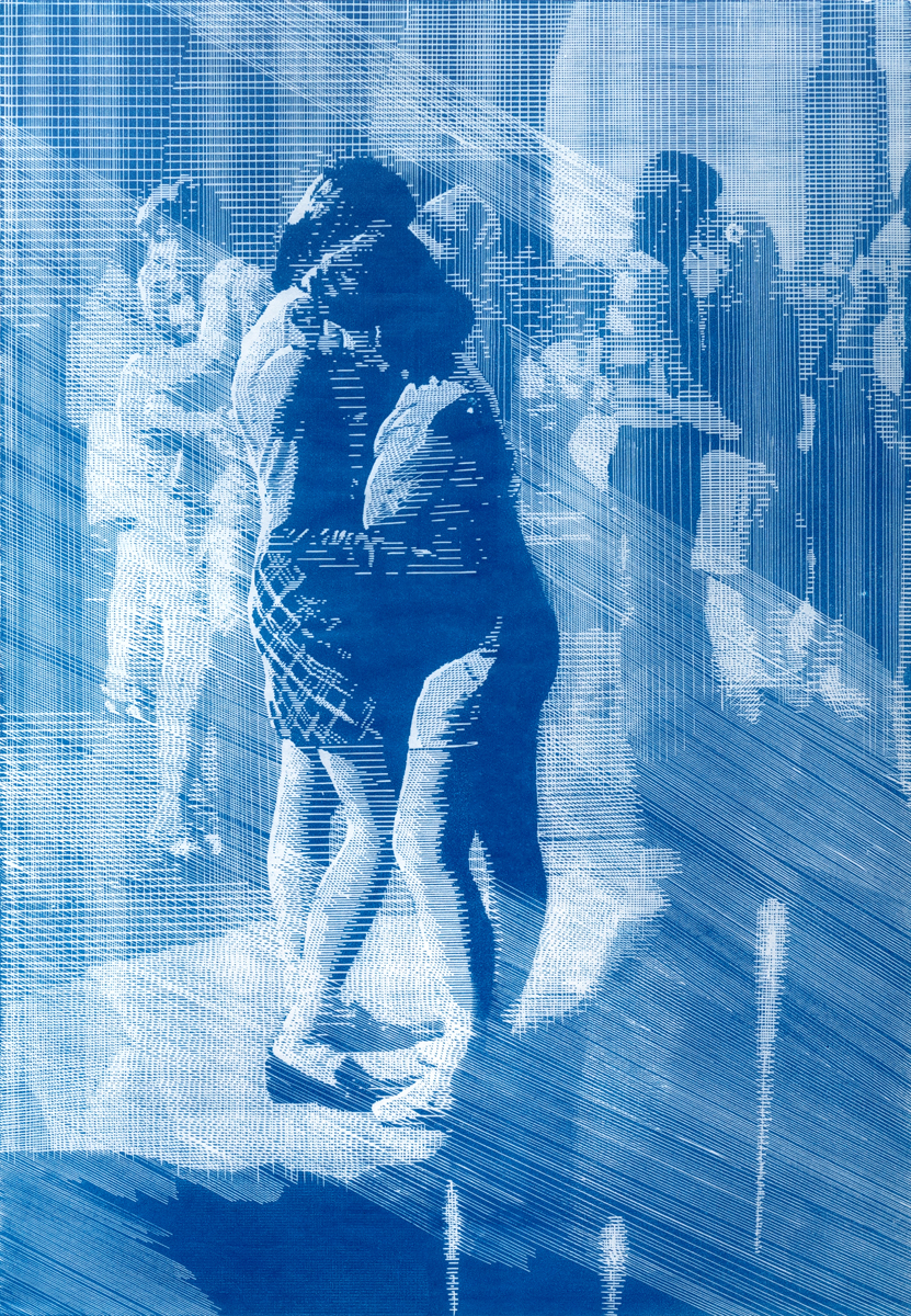 Flor (blue), 2022<br> 69 x 49 cm<br>Linolschnitt<br>Edition 9 + 2