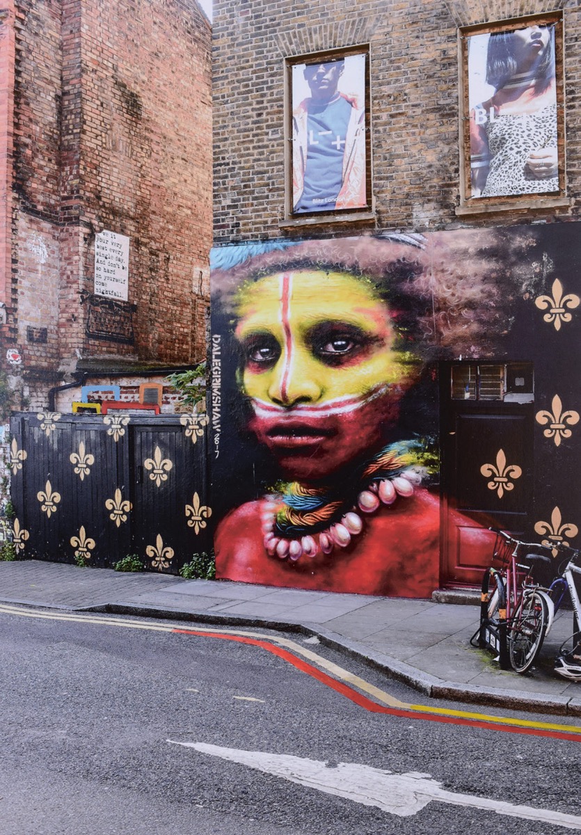 London, Brick Lane 1, 2017<br>acrylic on fine art print<br>23x16cm