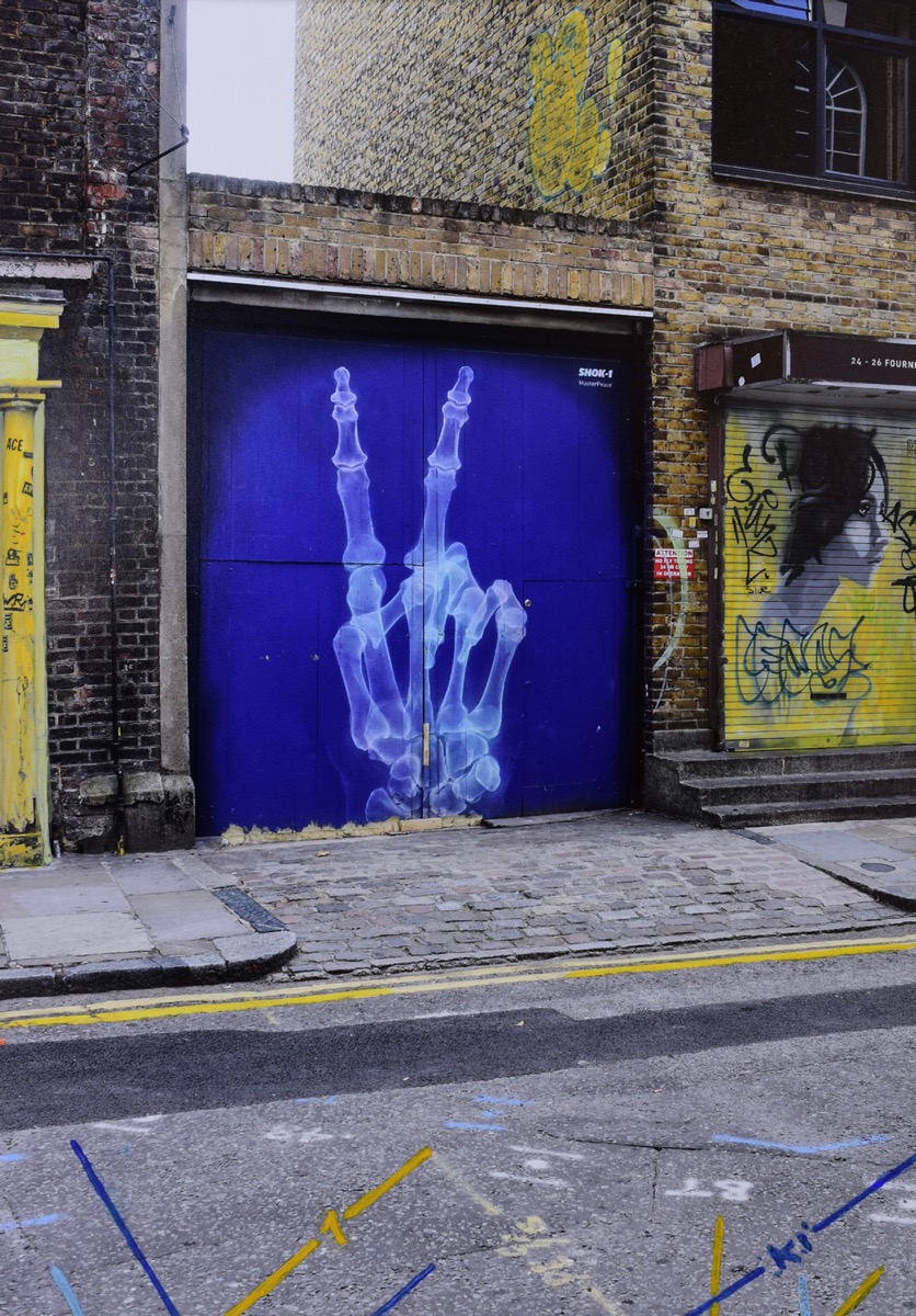 London, Brick Lane 2, 2017<br>acrylic on fine art print<br>23x16cm