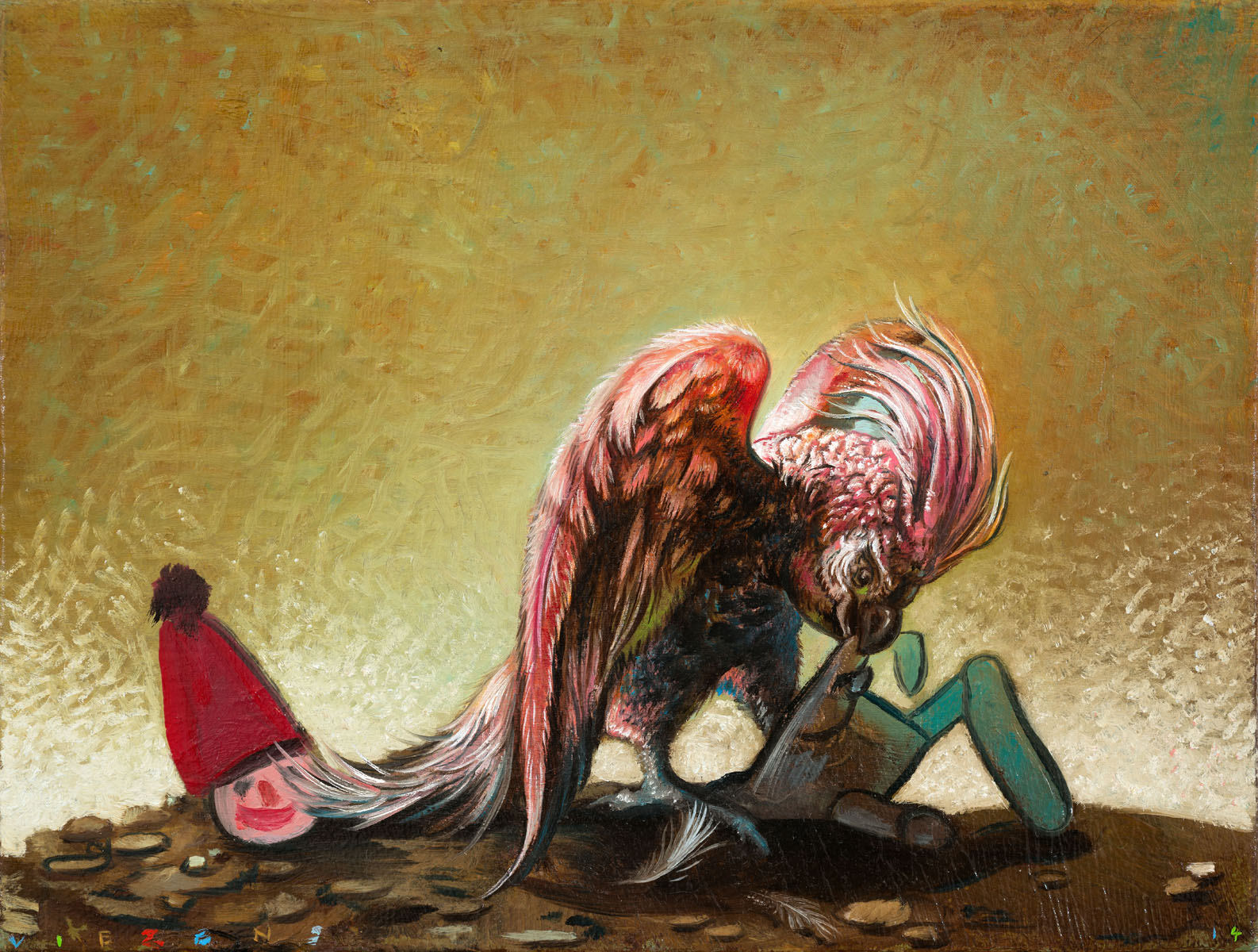 Mistvieh, 2014<br>18x24cm<br>oil and egg tempera on canvas